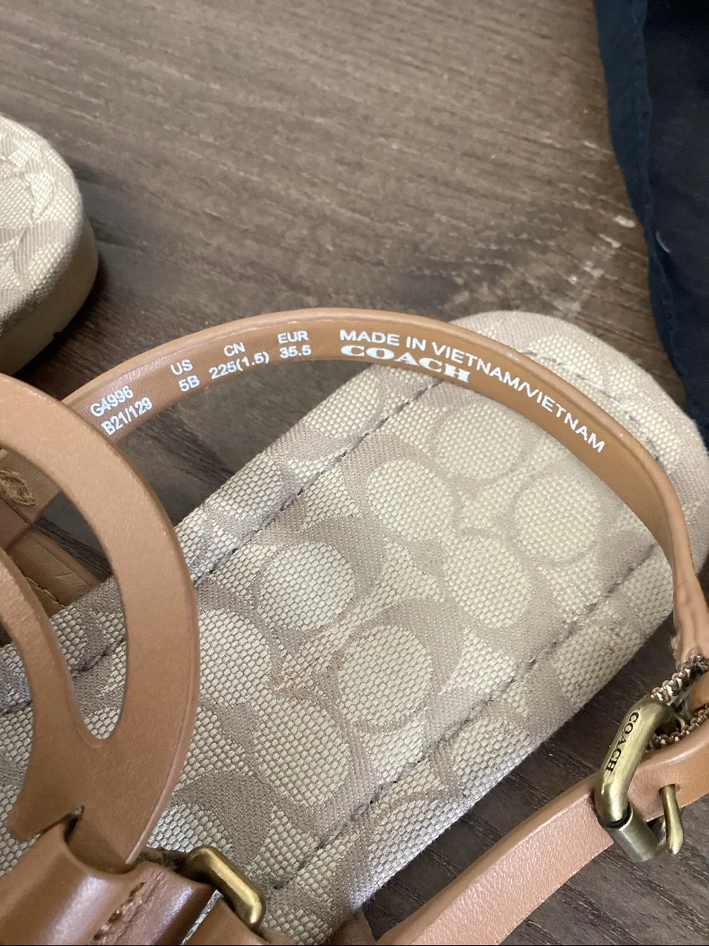 Coach Jeri Logo Leather Sandals.